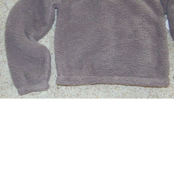 Womens Sherpa Sweater SO Brown Medium Collared Snap Neck Pullover Dolman Sleeves - Picture 5 of 6